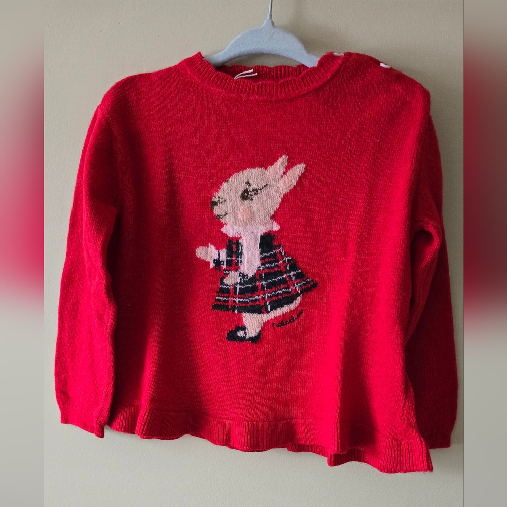 Patachou girls red bunny sweater